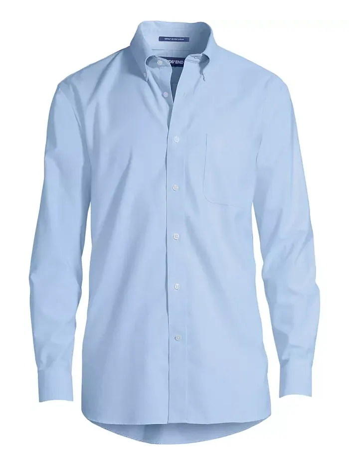 Рубашка классического кроя Big & Tall из не требующей глажки ткани Supima Oxford однотонная Lands' — изображение 2 из 3