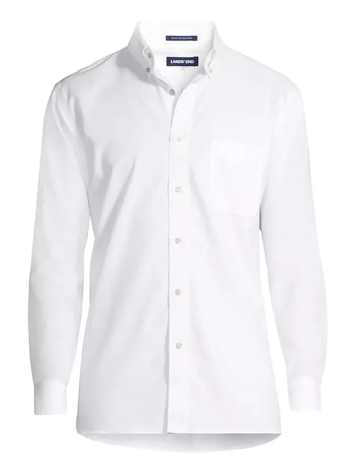 Рубашка классического кроя Big & Tall из не требующей глажки ткани Supima Oxford однотонная Lands' — изображение 3 из 3