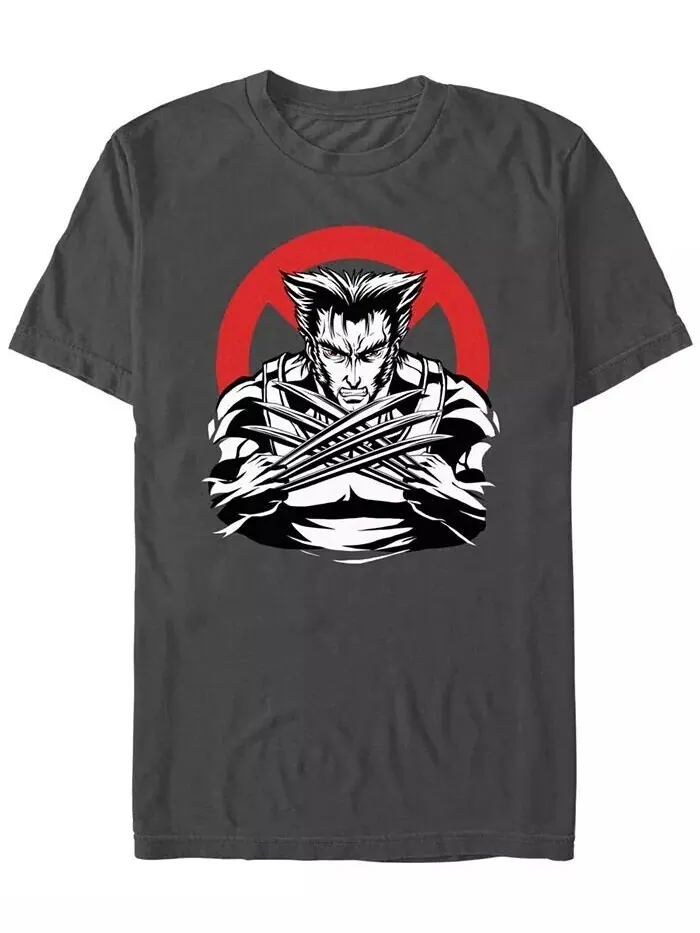 Футболка мужская Marvel X-Men Wolverine Anime с коротким рукавом Fifth Sun — изображение 1 из 3, темно-серый