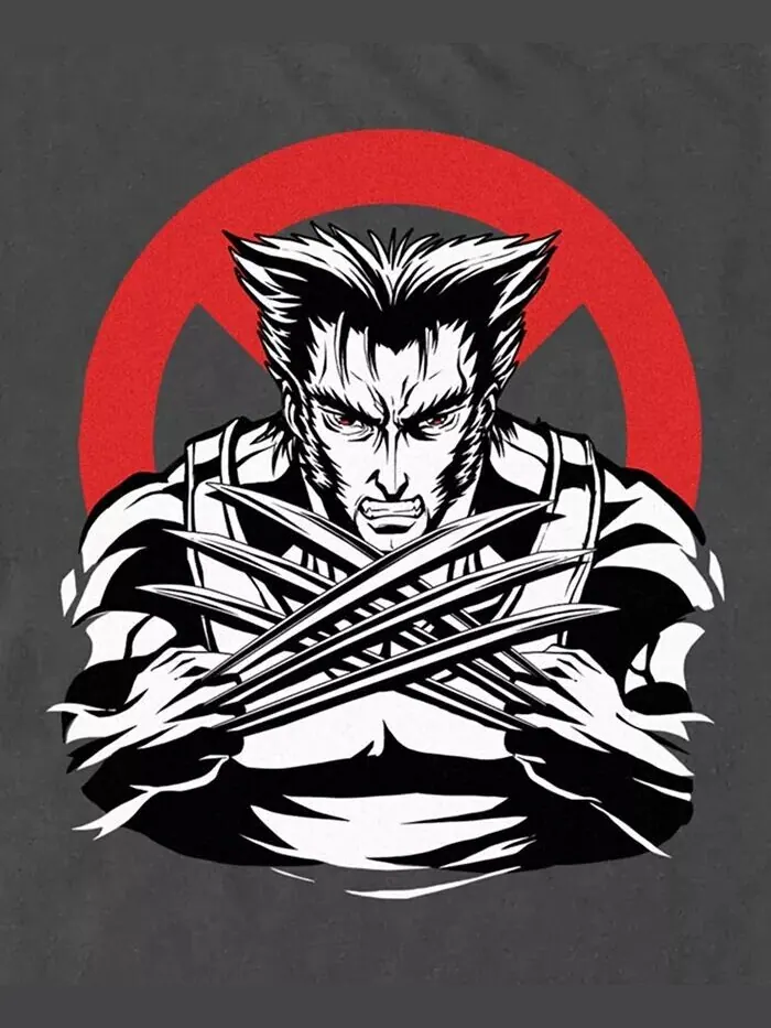 Футболка мужская Marvel X-Men Wolverine Anime с коротким рукавом Fifth Sun — изображение 3 из 3, темно-серый