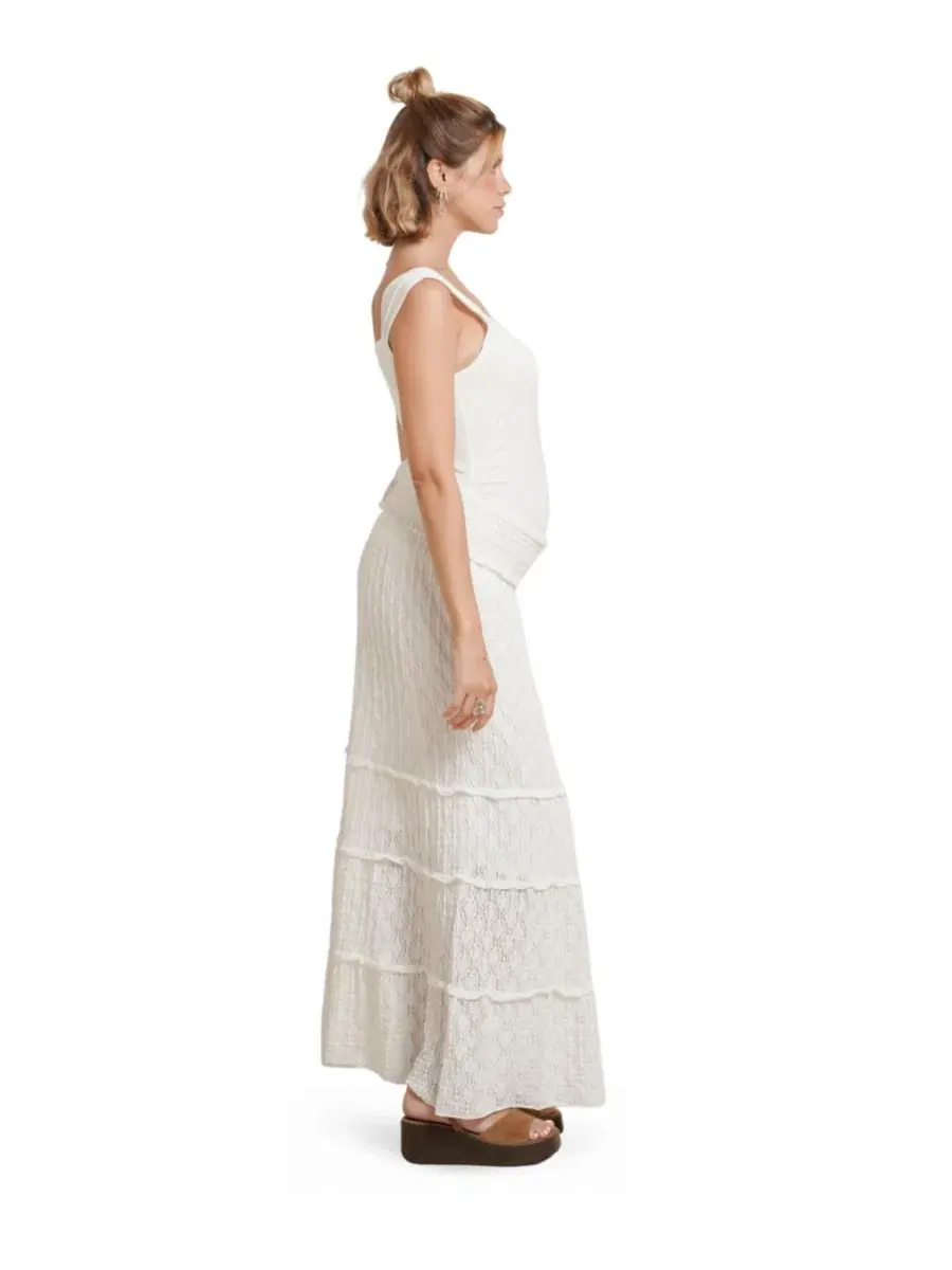 Юбка-макси с рюшами Florence Skirt NOM Maternity — изображение 4 из 5, белый