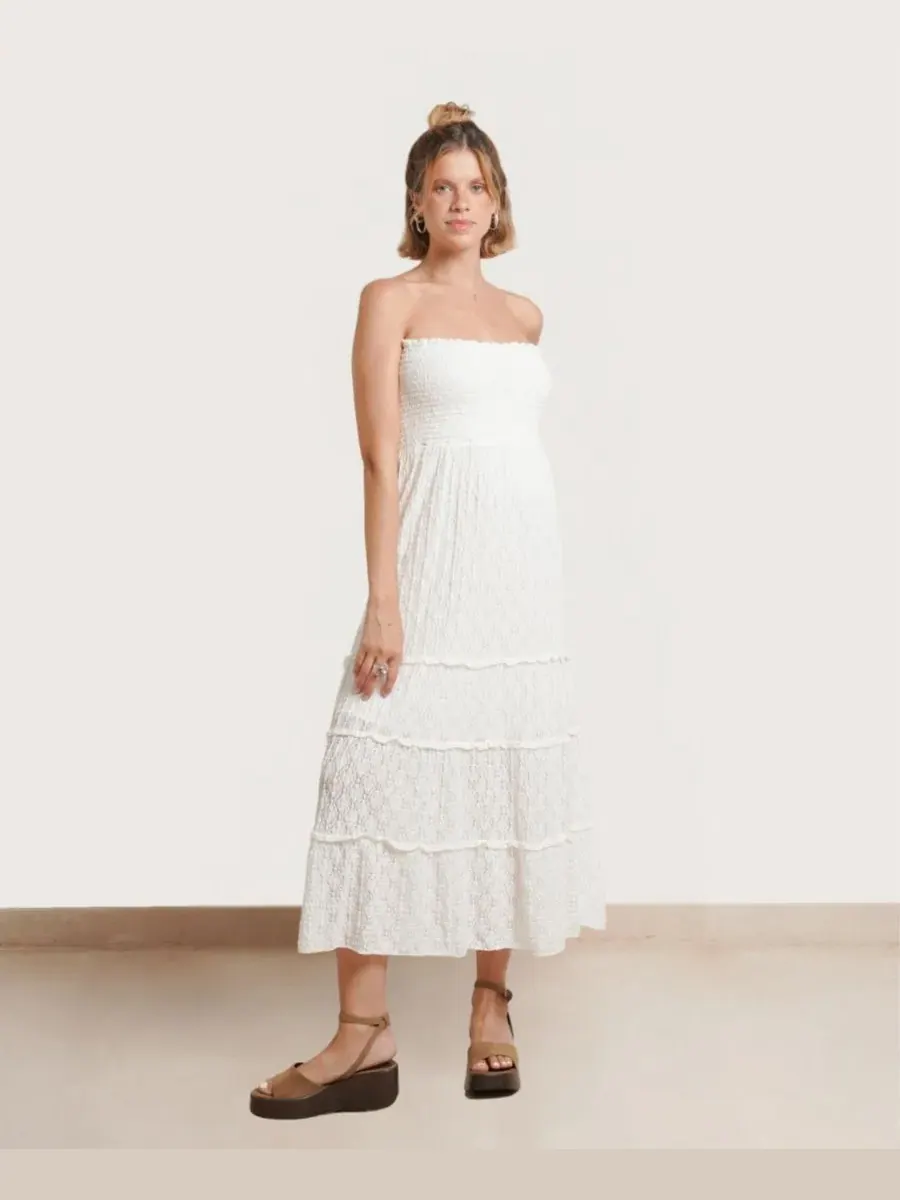 Юбка-макси с рюшами Florence Skirt NOM Maternity — изображение 5 из 5, белый