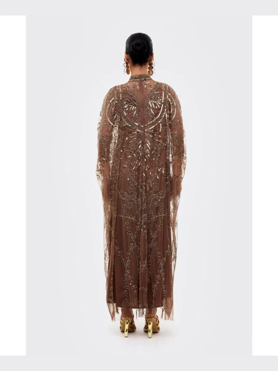 Платье макси с пайетками, модель Embellished Sequins Gown BEAUUT — изображение 4 из 4, шоколад