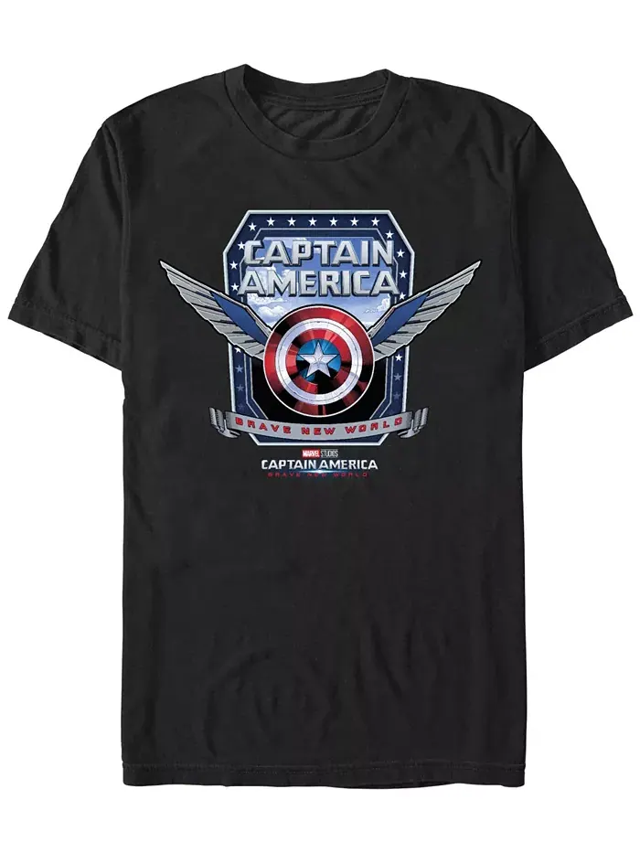 Мужская футболка с коротким рукавом Captain America Shield Wings Marvel — изображение 1 из 3, черный