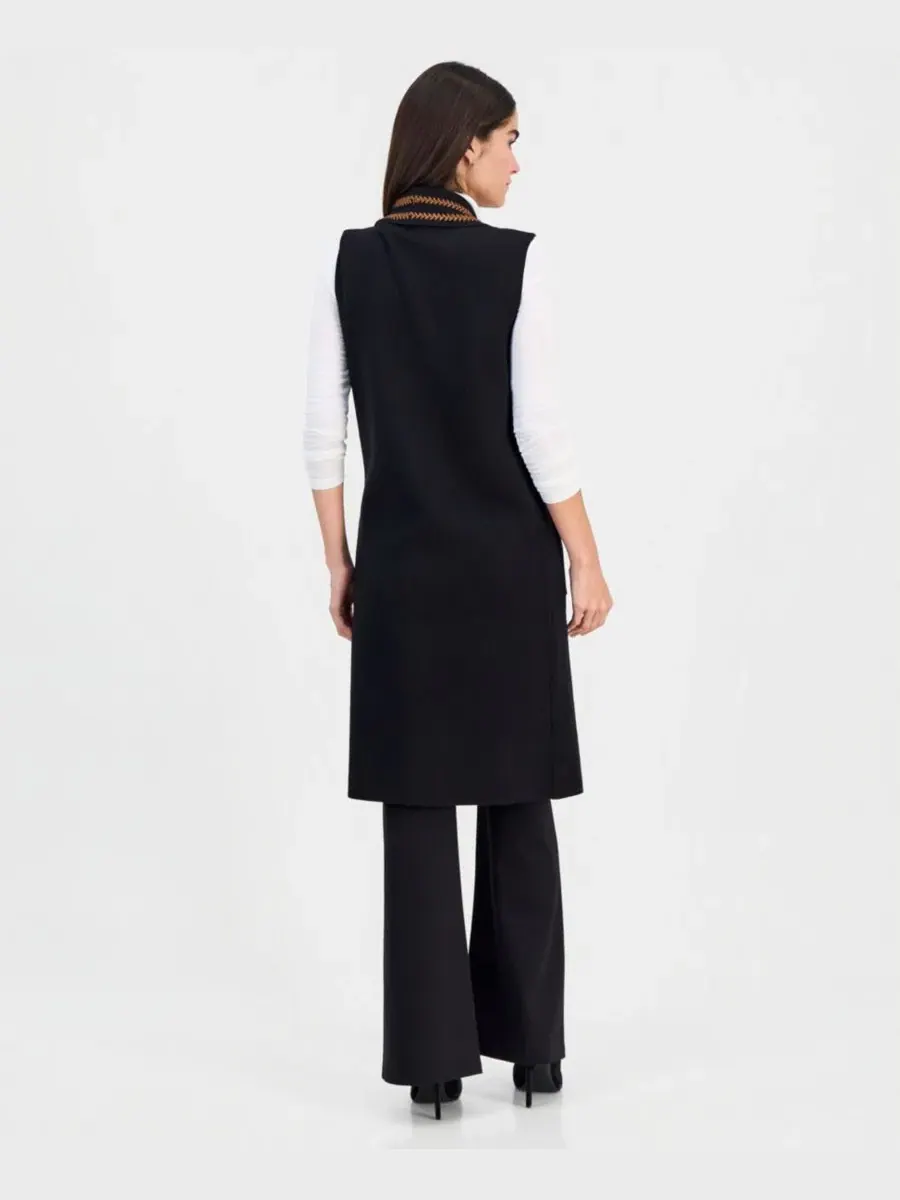 Кардиган без рукавов с отделкой випстitch, модель Whipstitch Sleeveless Open-Front T Tahari — изображение 3 из 4