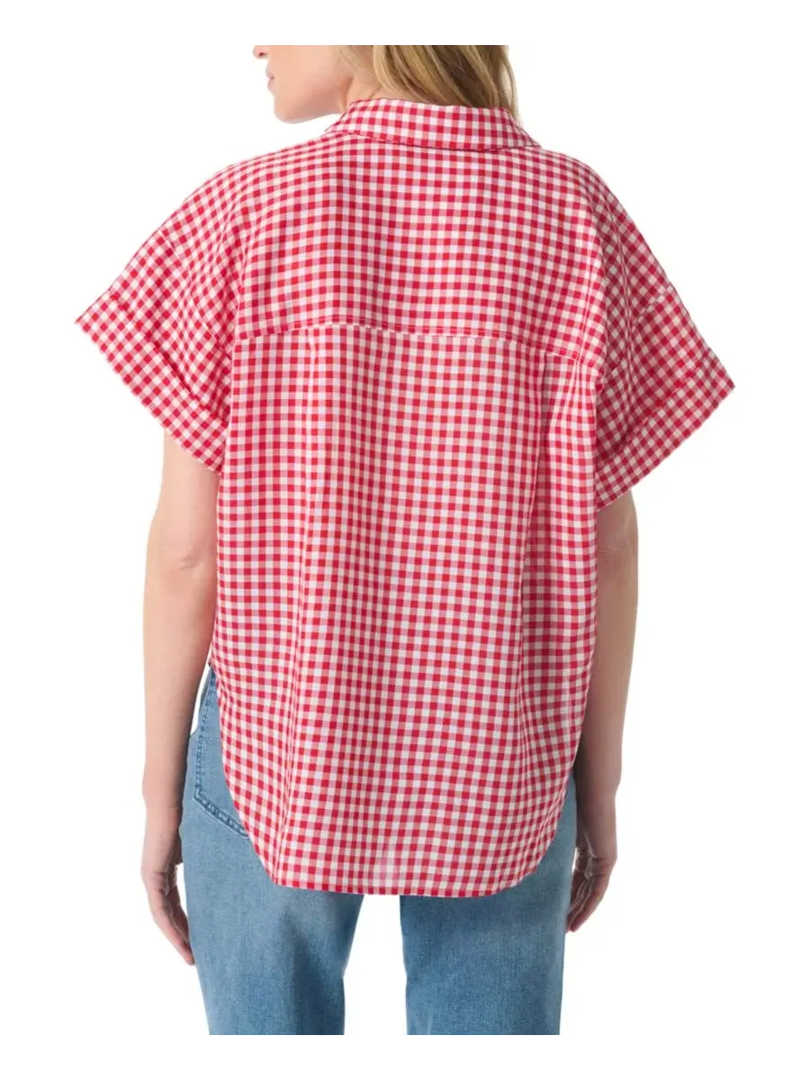 Блуза с воротником и принтом Austin Gloria Vanderbilt, Carmine Blaze Gingham — изображение 3 из 3