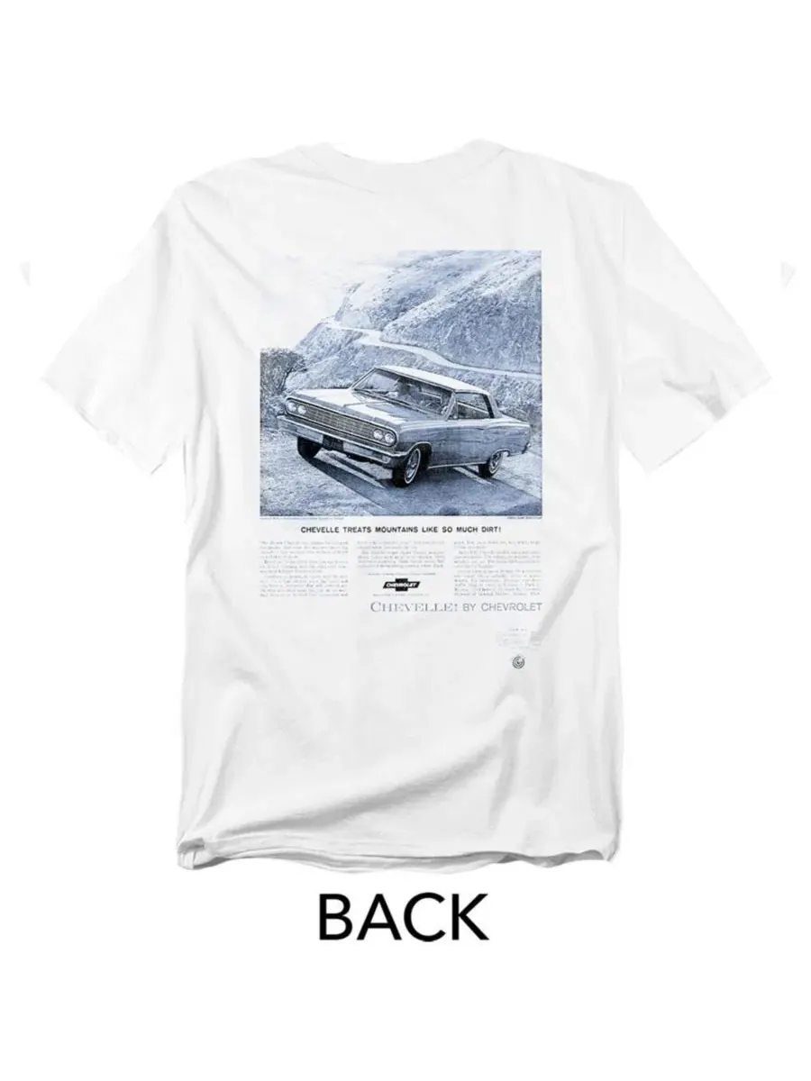 Футболка с принтом Chevrolet Chevelle Mountain Corvette — изображение 3 из 3, белый