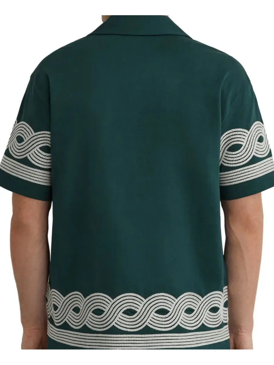Мужская рубашка с кубинским воротником и контрастной вышивкой Arden Embroidered Cuban Shirt REISS — изображение 5 из 5