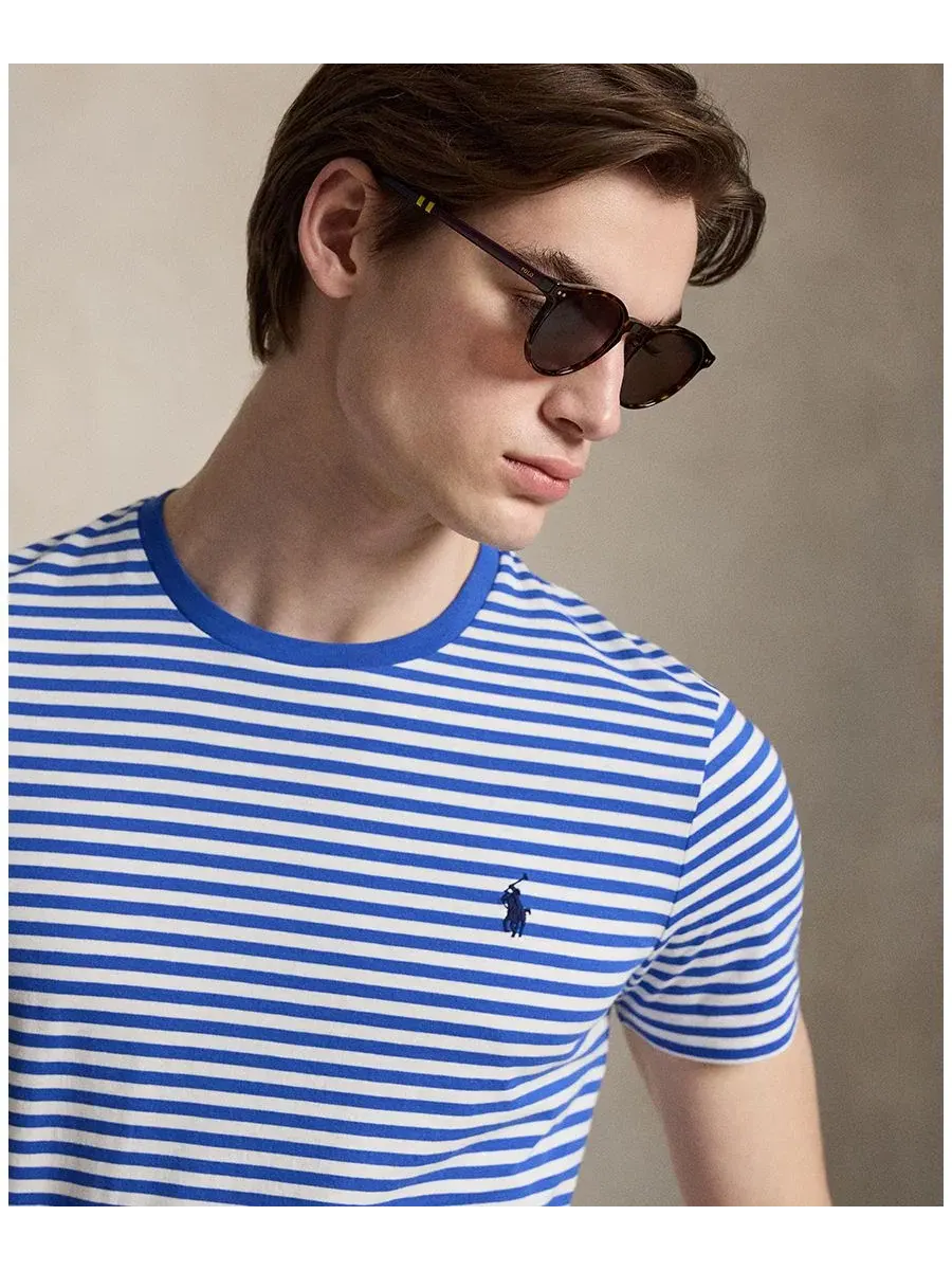 Футболка классического кроя с полоской Polo Ralph Lauren — изображение 3 из 6, синий/белый