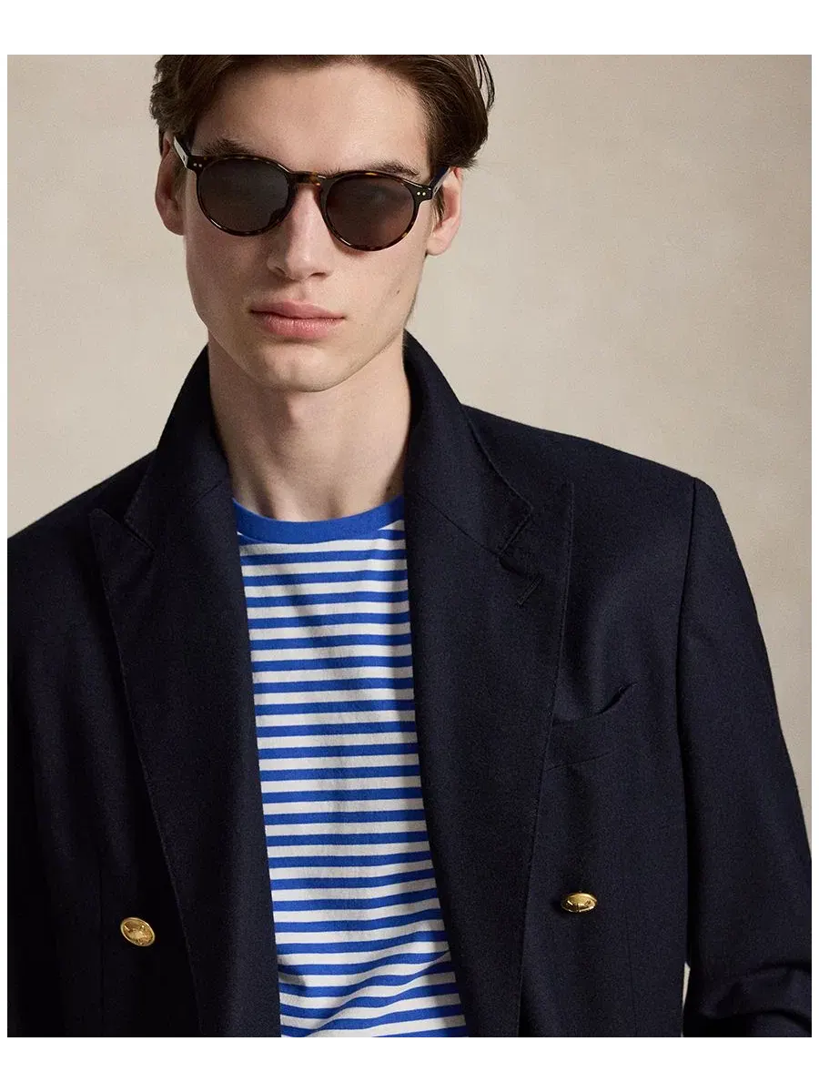 Футболка классического кроя с полоской Polo Ralph Lauren — изображение 4 из 6, синий/белый