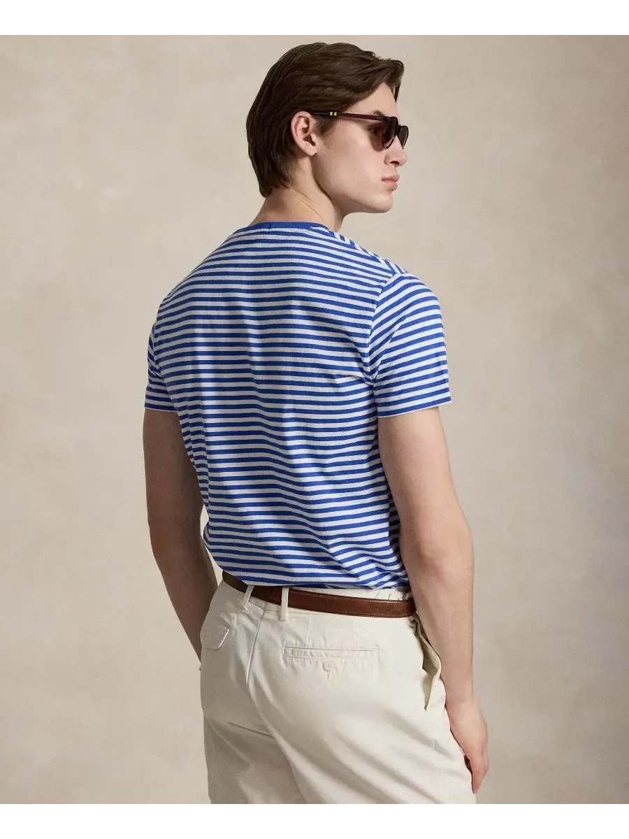 Футболка классического кроя с полоской Polo Ralph Lauren — изображение 5 из 6, синий/белый