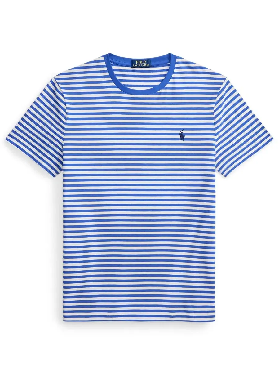 Футболка классического кроя с полоской Polo Ralph Lauren — изображение 6 из 6, синий/белый