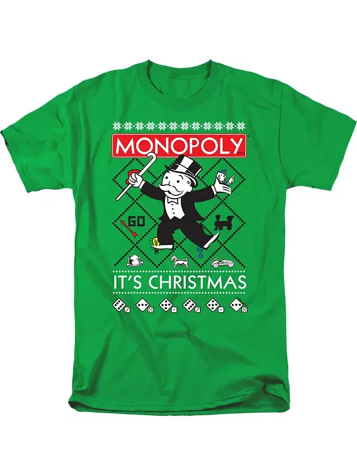 Мужская футболка "Новогодний свитер" Monopoly — изображение 1 из 3, зеленый