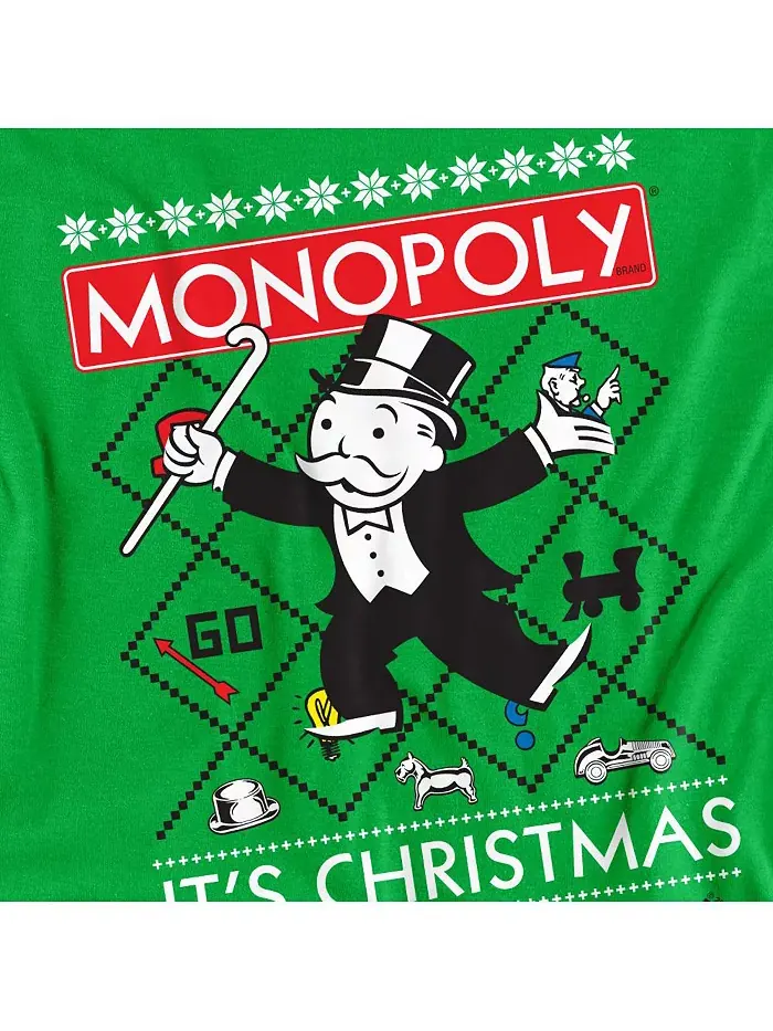 Мужская футболка "Новогодний свитер" Monopoly — изображение 3 из 3, зеленый