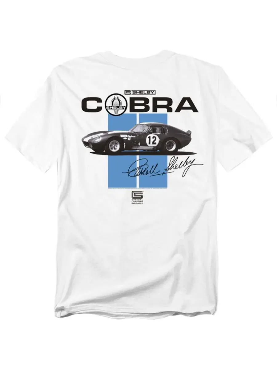 Футболка с принтом Shelby Cobra Racing Stripes Back Mustang — изображение 3 из 3, белый