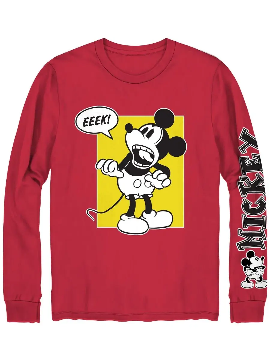 Футболка с длинным рукавом Mickey Mouse, классический крой Hybrid Apparel — изображение 1 из 4, красный