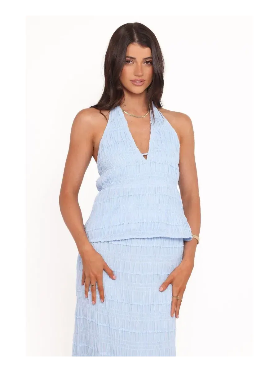 Топ с запахом Zafira Textured Halter Petal and Pup — изображение 1 из 4, синий