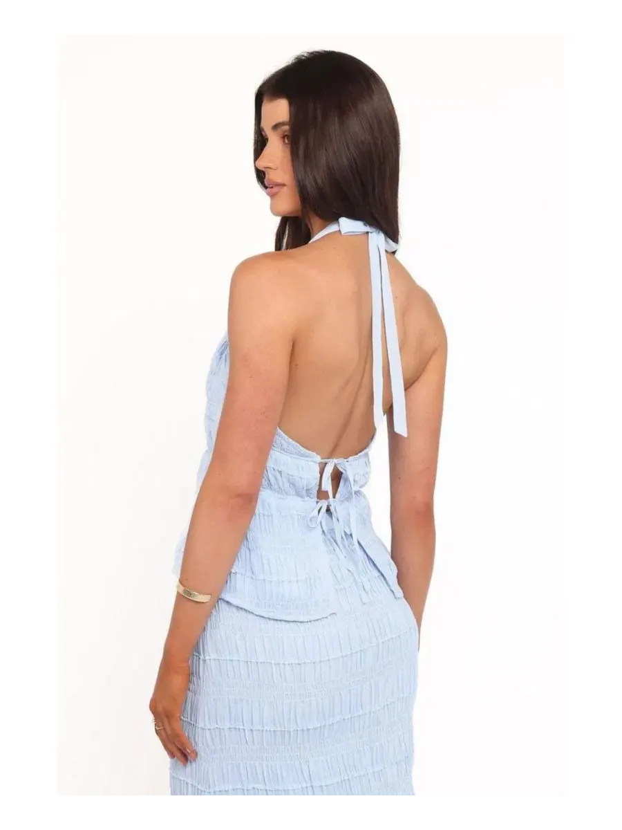 Топ с запахом Zafira Textured Halter Petal and Pup — изображение 2 из 4, синий