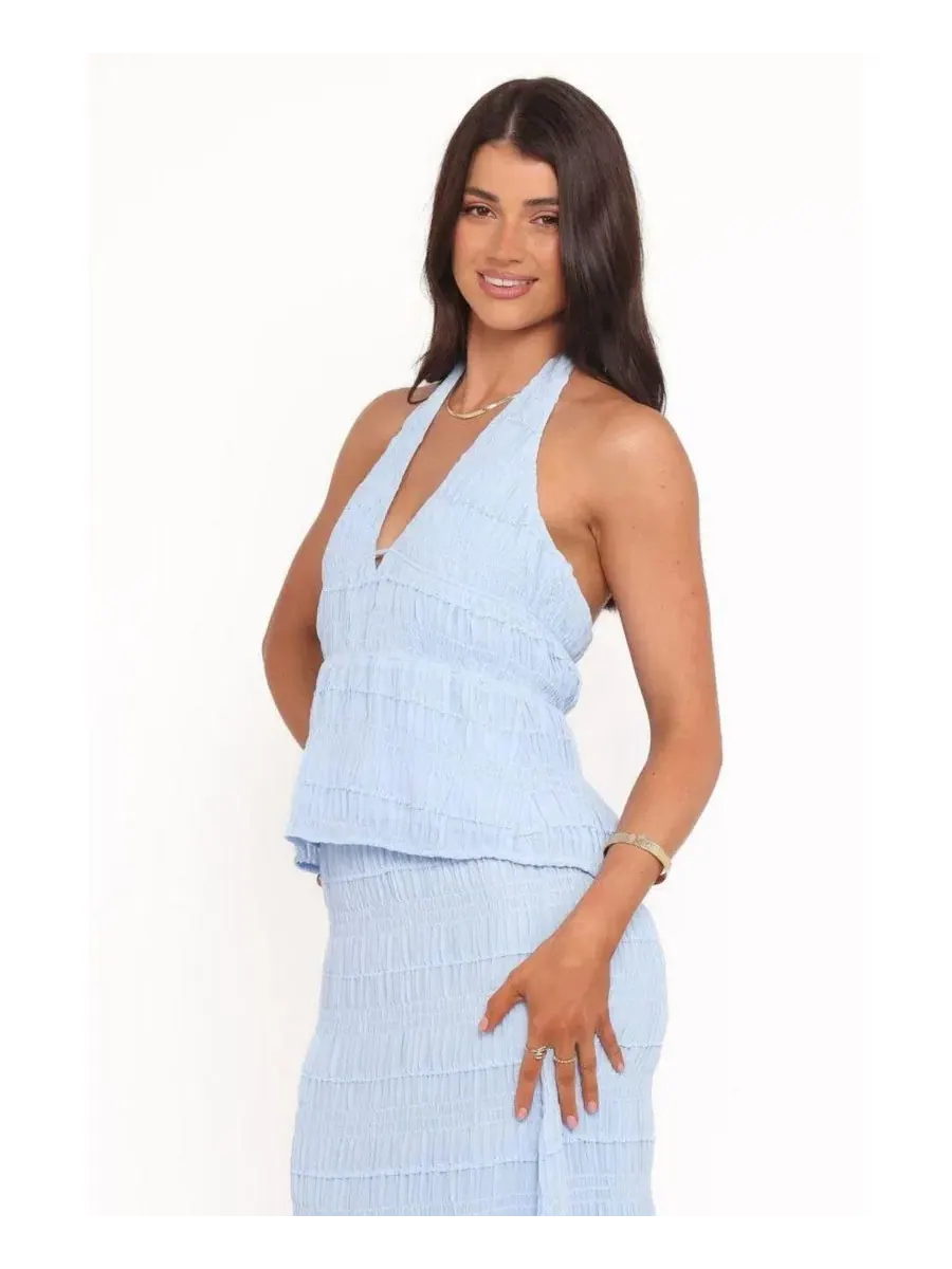 Топ с запахом Zafira Textured Halter Petal and Pup — изображение 3 из 4, синий