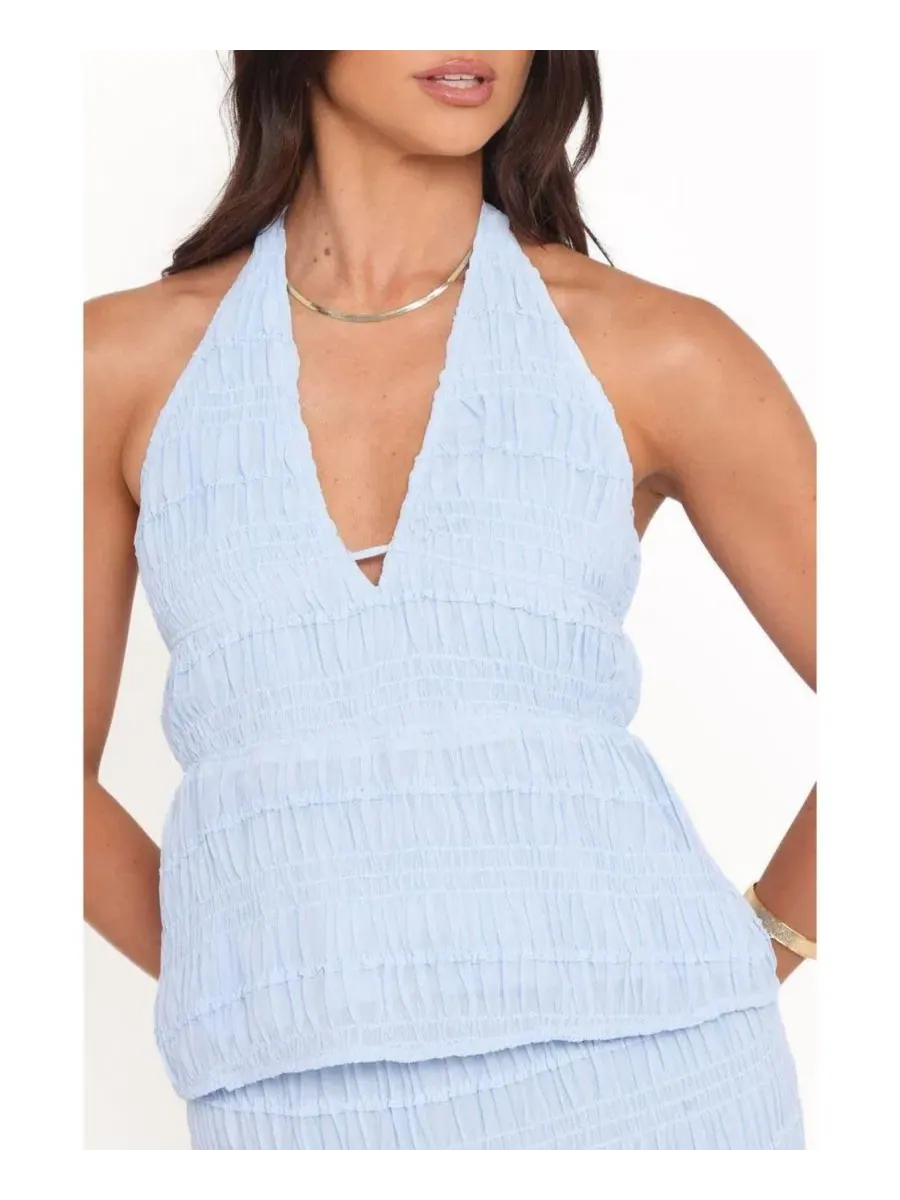 Топ с запахом Zafira Textured Halter Petal and Pup — изображение 4 из 4, синий