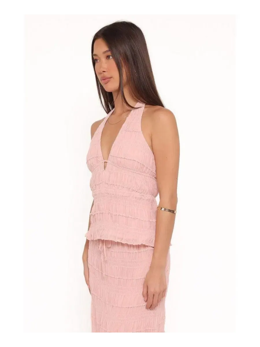 Топ с запахом Zafira Textured Halter Top Petal and Pup — изображение 2 из 4, розовый