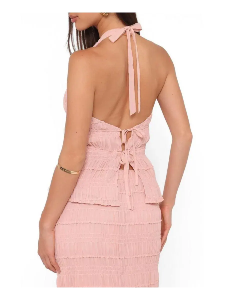 Топ с запахом Zafira Textured Halter Top Petal and Pup — изображение 3 из 4, розовый