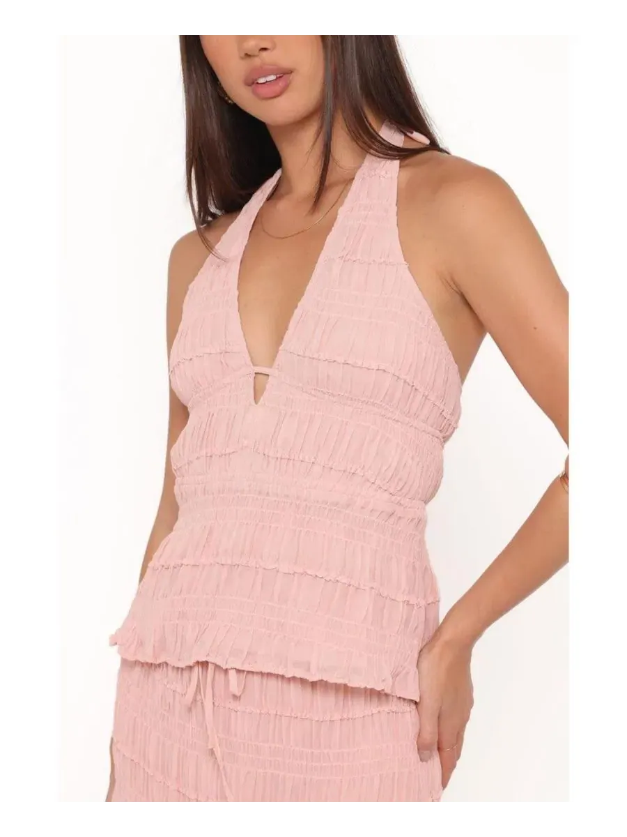 Топ с запахом Zafira Textured Halter Top Petal and Pup — изображение 4 из 4, розовый