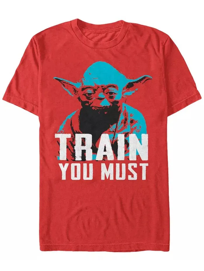 Мужская классическая футболка с коротким рукавом «Звездные войны» Yoda Train You Must Fifth Sun — изображение 1 из 1, красный