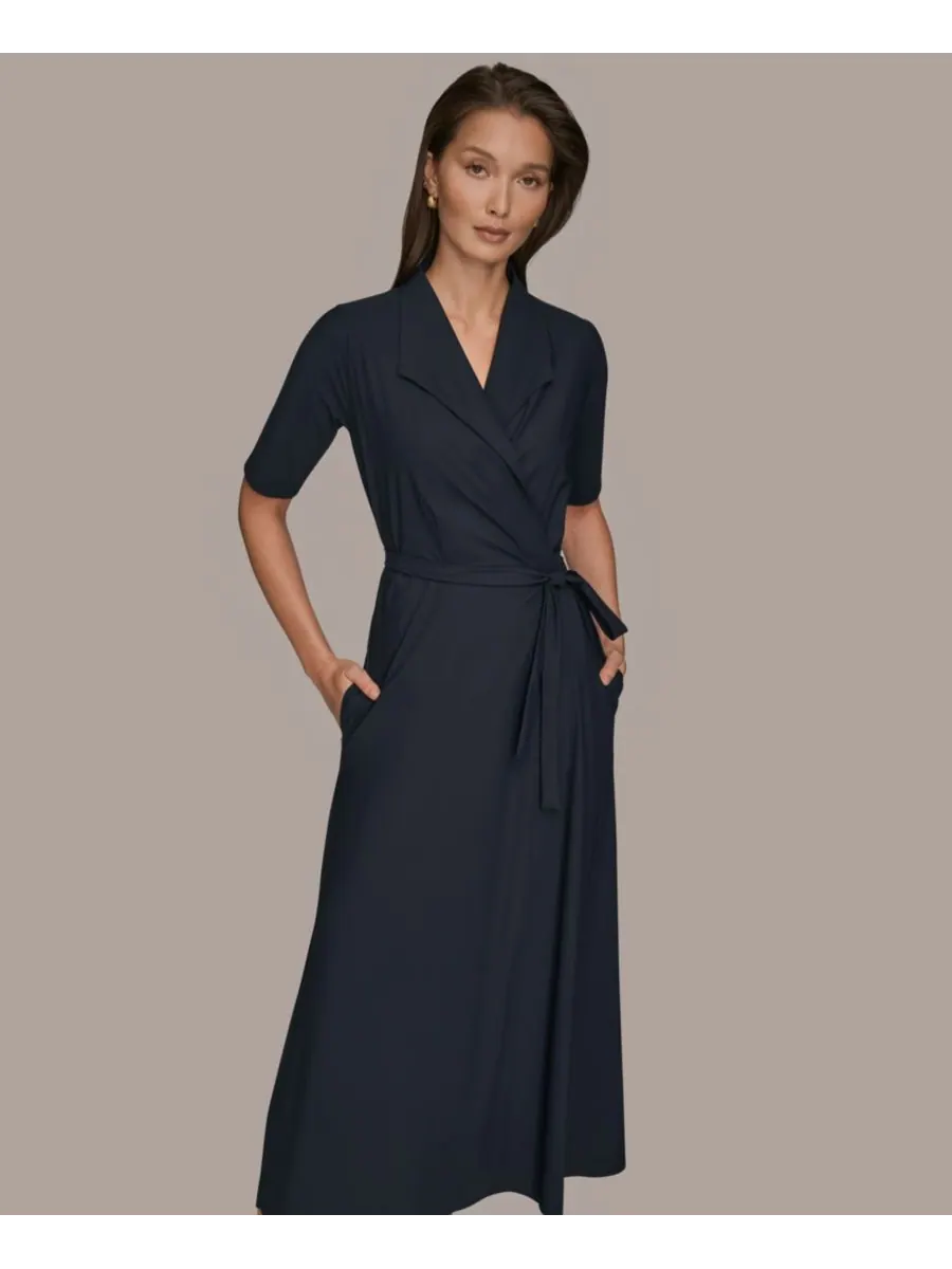 Женское платье-поло с рукавами до локтя и воротником Donna Karan Weekend — изображение 1 из 7, черный