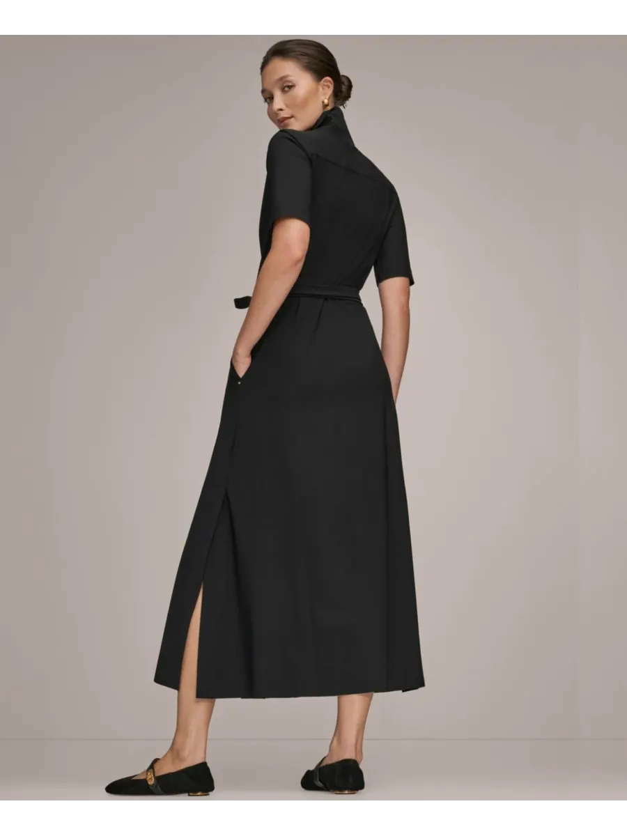 Женское платье-поло с рукавами до локтя и воротником Donna Karan Weekend — изображение 2 из 7, черный