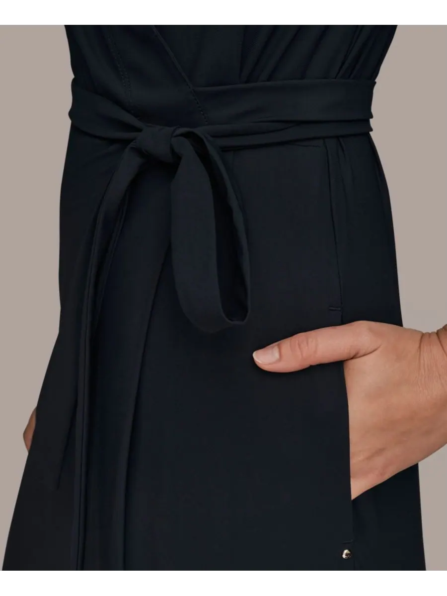 Женское платье-поло с рукавами до локтя и воротником Donna Karan Weekend — изображение 3 из 7, черный
