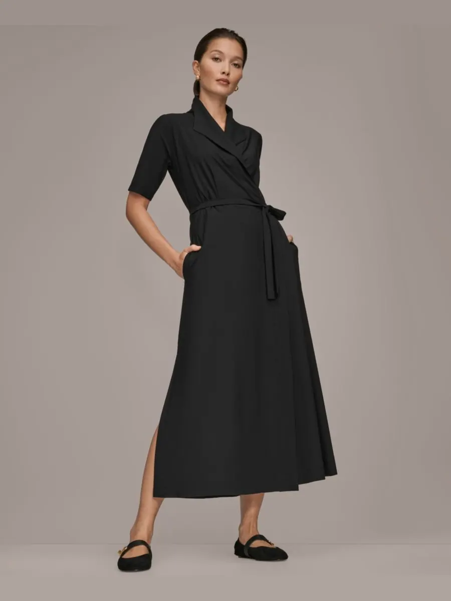 Женское платье-поло с рукавами до локтя и воротником Donna Karan Weekend — изображение 4 из 7, черный