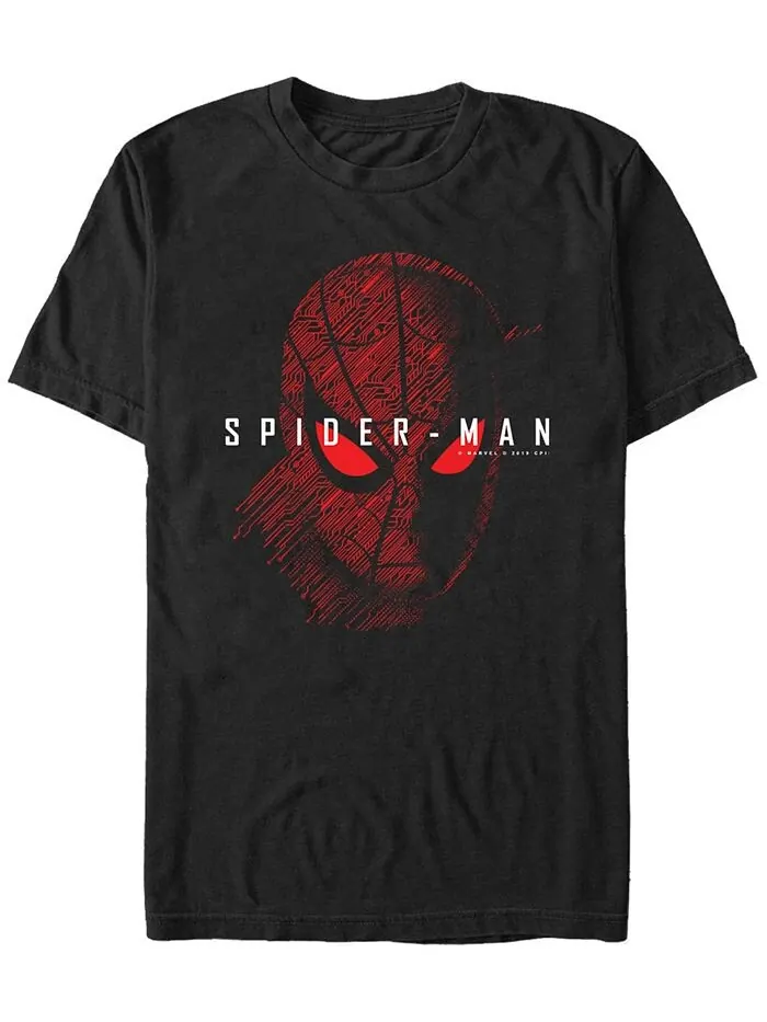 Мужская футболка Marvel Spider Man Far From Home Tech Big Face с коротким рукавом Fifth Sun — изображение 1 из 1, черный