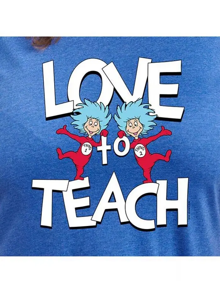 Футболка с рисунком Dr Seuss Teach больших размеров Hybrid Apparel — изображение 3 из 3, синий