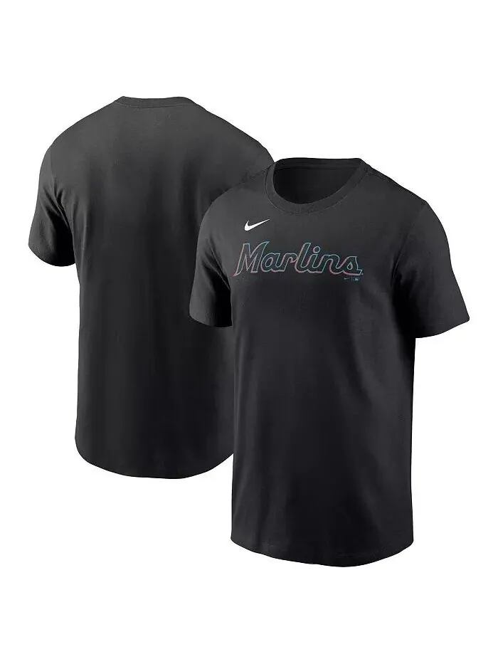 Мужская черная футболка с надписью Miami Marlins Fuse Nike — изображение 1 из 3, черный