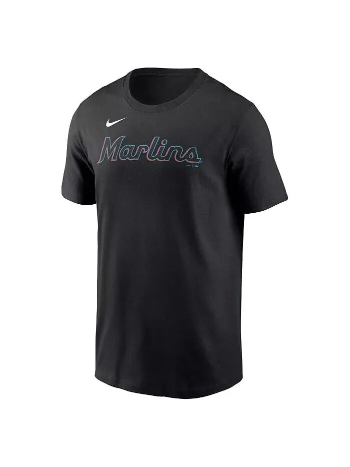 Мужская черная футболка с надписью Miami Marlins Fuse Nike — изображение 3 из 3, черный