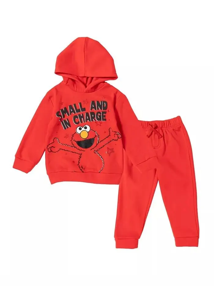 Флисовый пуловер с капюшоном и штанами Elmo Cookie Monster Boy, комплект одежды для малышей Sesame
