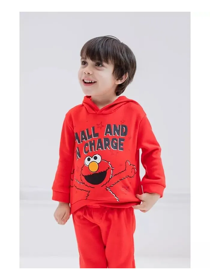 Флисовый пуловер с капюшоном и штанами Elmo Cookie Monster Boy, комплект одежды для малышей Sesame — изображение 4 из 7