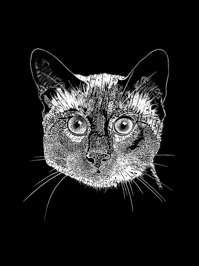 Мужская толстовка с круглым вырезом и принтом сиамского кота Word Art LA Pop Art — изображение 3 из 3, черный