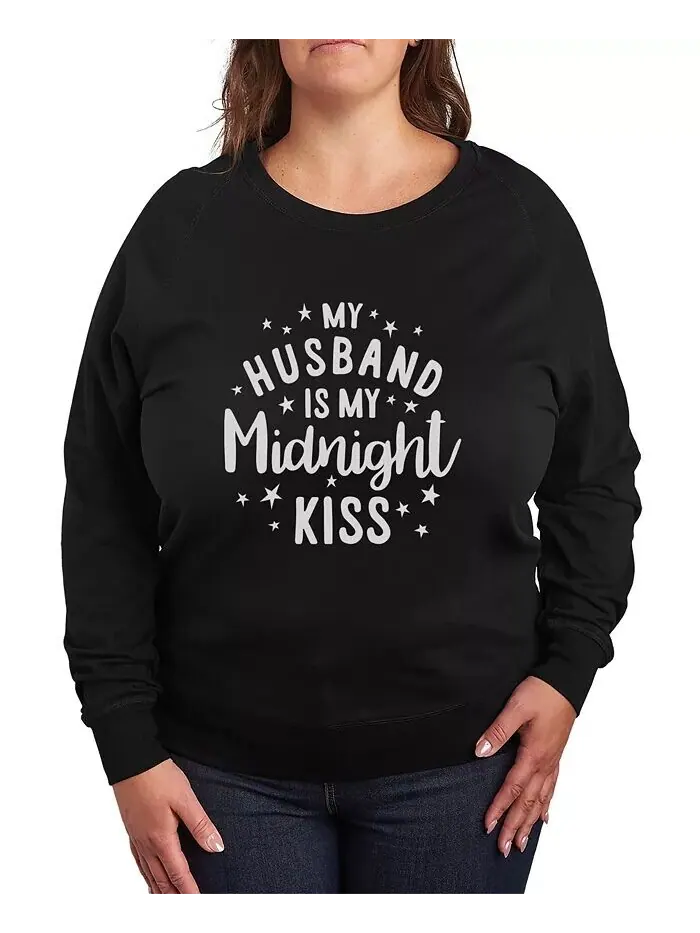 Большой размер Трендовый топ-пуловер с графическим принтом Midnight Kiss Hybrid Apparel — изображение 1 из 3, черный