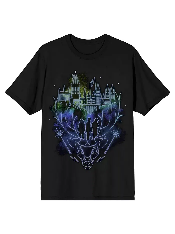 Мужская черная футболка Hogwarts Patronus Line Art - Medium Harry Potter — изображение 1 из 4, черный