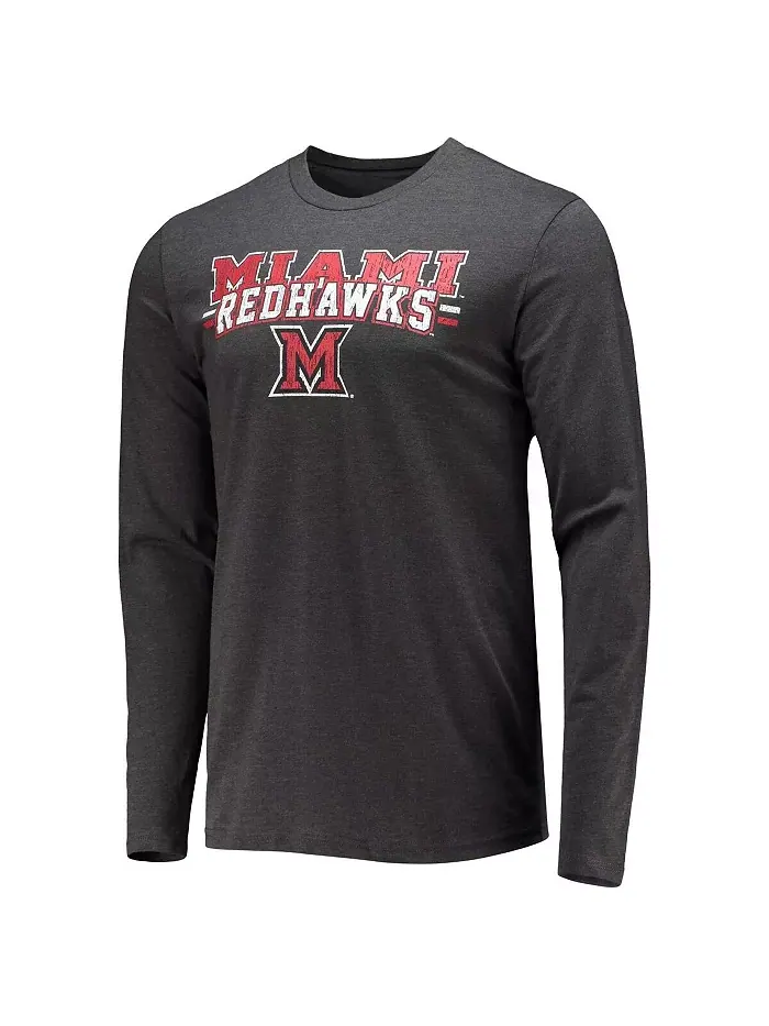 Мужской комплект для сна из футболки с длинными рукавами и брюк Miami University RedHawks — изображение 2 из 4, красный