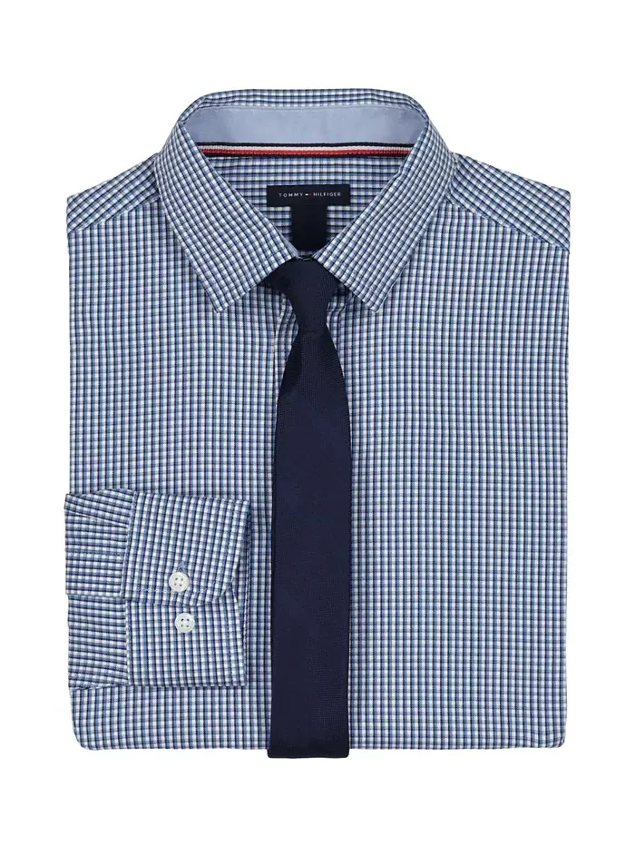 Мальчиковая рубашка с длинным рукавом Stretch Murray Check 8-20 Tommy Hilfiger — изображение 2 из 3, синий