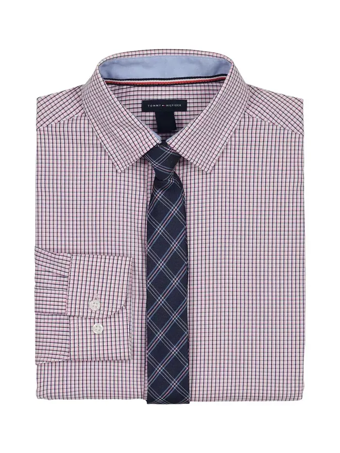 Мальчиковая рубашка с длинным рукавом Stretch Murray Check 8-20 Tommy Hilfiger — изображение 5 из 7, розовый