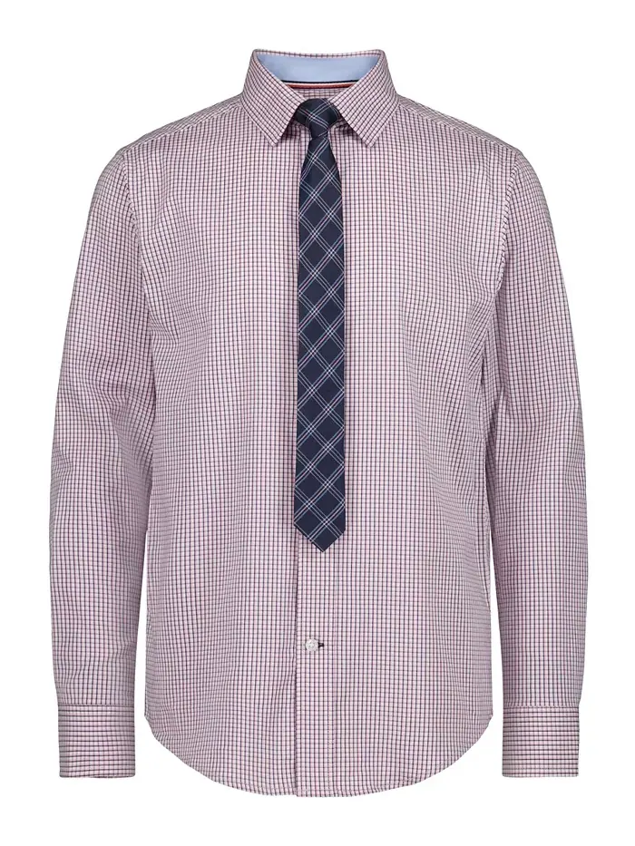 Мальчиковая рубашка с длинным рукавом Stretch Murray Check 8-20 Tommy Hilfiger — изображение 7 из 7, розовый