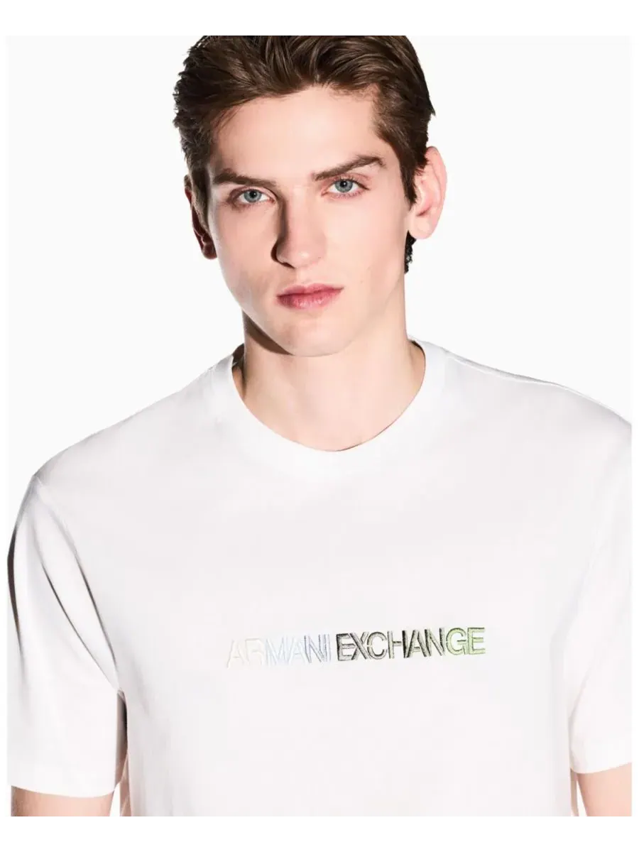 Мужская футболка с коротким рукавом и радужным логотипом A|X Armani Exchange — изображение 2 из 5, белый