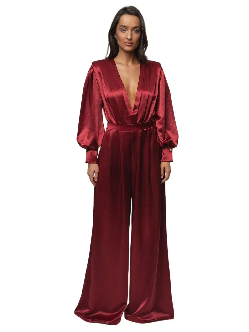 Боди Satin Radiance и плиссированные брюки Satin Bliss Jluxlabel — изображение 1 из 9, красный