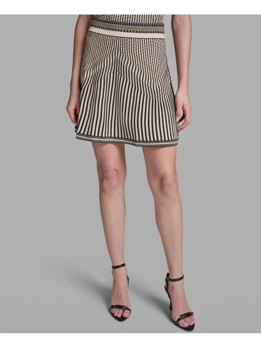 Женская юбка-свитер с комбинированным узором Bcbg — изображение 1 из 9, черный