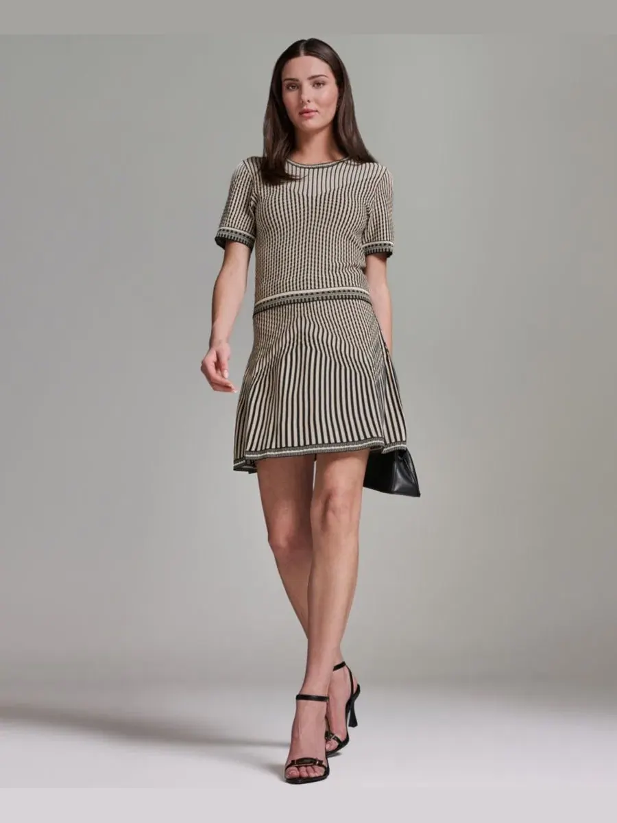 Женская юбка-свитер с комбинированным узором Bcbg — изображение 3 из 9, черный