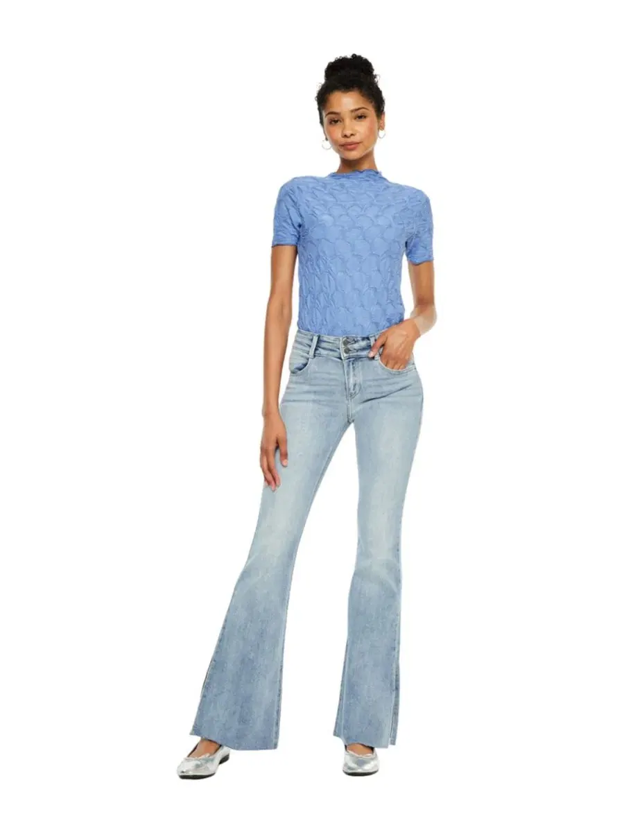 Женские джинсы Selena Mid Rise Double Waistband Flare Kancan — серый